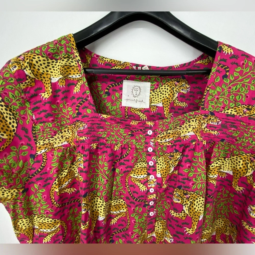 Printfresh Fuchsia Leopard-Print Short‎ Sleeve Tunic Size 4X